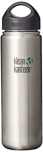 Klean Kanteen Edelstahlflasche mit Edestahl Loop Verschluss 1182 ml Wide, Brushed Stainless, 8020062, Silber Matt, 28 x 18 x 18 cm