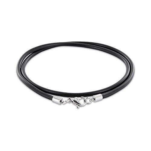 Auroris Halskette/Armband - Kautschukband schwarz Dicke 3mm mit Karabinerverschluss aus 304 Edelstahl - Länge: 50cm