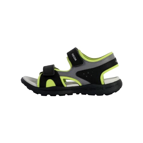 Geox J VANIETT Boy C Sandal, Black/Lime, 29 EU