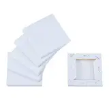 PH PandaHall 12pcs Mini Leinwand 7x7cm Quadratische Malerei Skizze Malerei Leere hölzerne Leinwand Zeichnung Skizze Mini gestreckte Leinwand Weiß Leinwand Brett Desktop Malerei Rack Malerei Rahmen