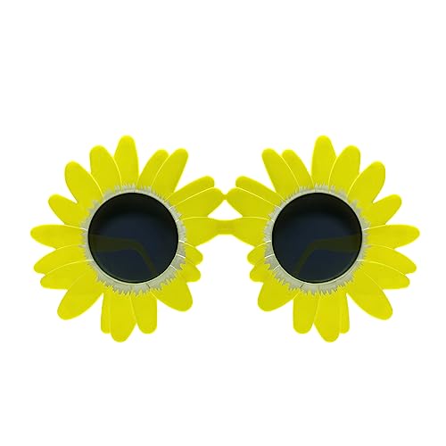 Oblique Unique® Brille Partybrille Spaßbrille Sonnenbrille für Geburtstag Jubiläum Party Fasching Karneval Accessoire (Brille Blumen - Gelb-Schwarz)