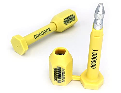 10x Container-Plomben von HIMEN | ISO 17712:2013 | C-TPAT | fortlaufend nummeriert | mit BARCODE | HBS-02 | Seals | yellow