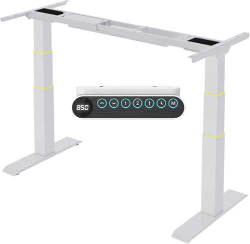 FlexiSpot Höhenverstellbarer Schreibtisch Gestell, elektrisch mit 2 Motoren, 3-stufiges Tischgestell höhenverstellbar mit 4 Memory-Steuerung & USB, Belastbar bis 160 KG (E6 Premium Weiß)