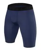 PowerLayer Jungen Kompressionsshorts, Schnelltrocknendes Baselayer Unterhose Tights Kurz Hose Laufunterwäsche - Dunkelblau, 8-10 Jahre