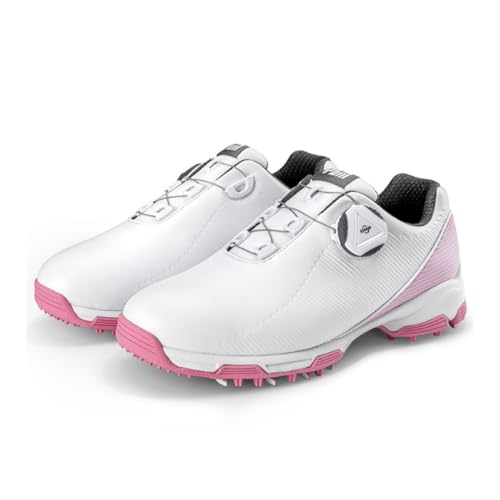 TUMAHE Jungen Mädchen Golfschuhe, Atmungsaktive Wanderschuhe Mode Golfen Turnschuhe Für Kinder Leichte Sportschuhe,Rosa,38 EU