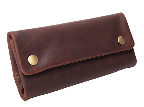 ANDERS Tabaktasche Druckknöpfe mit Gravur I Lederdesign Germany (Cognac)