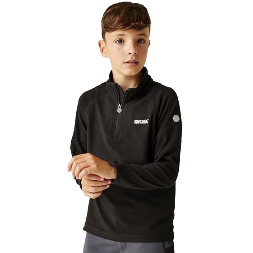 Regatta Jungen Loco Half Zip Kids Fleece, Schwarz, 14 Jahre