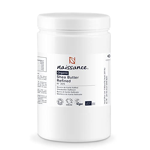 Naissance Sheabutter BIO (Nr. 305) 1kg (1000g) - 100% Rein, Raffiniert, BIO zertifiziert - Intensive Pflege für Kosmetik, Haut, Haare, Fairtrade Shea Butter aus Ghana
