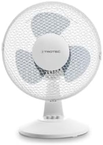 TROTEC Tischventilator TVE 10 – 25 Watt, oszillierend 80°, 2 Stufen, Ø 23 cm, sehr leise, weiß