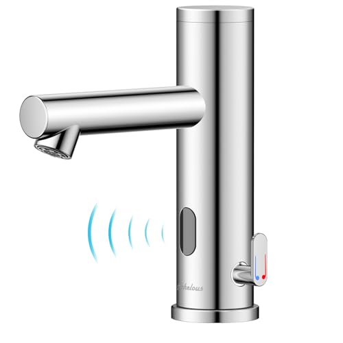 Achelous Infrarot Wasserhahn Bad für Waschbecken Badezimmer Automatischer Waschtischarmatur Handwaschbecken Mischbatterie Badarmatur Batteriebetrieb Badezimmerwaschbecken Wasserhähne mit Sensor Chrom