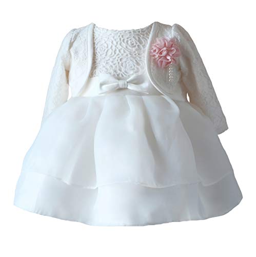 Taufkleid Taufbolero Baby Mädchen Kleid Blumenmädchenkleid Festlich Kleid Babybekleidung (DE 62)