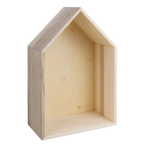 Rayher Hobby Rayher Holzrahmen Haus, FSC zertifiziert, 24 x 16 x 8 cm, mit Aufhänger, Objektrahmen, Holzhaus, Beige, 62594000, Mittel