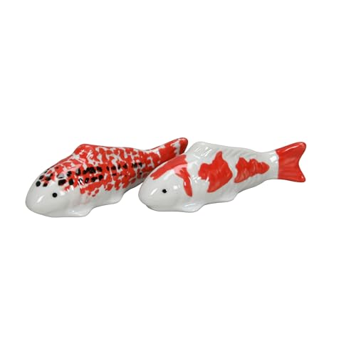 Seaside No.64 - lustige Schwimmfiguren aus Porzellan - ausgefallene Teichdekoration für den Heimathafen - wasserfest - schöne Accessoires für Garten/Balkon/Terrasse - Geschenkidee (Koi-Karpfen, Set)
