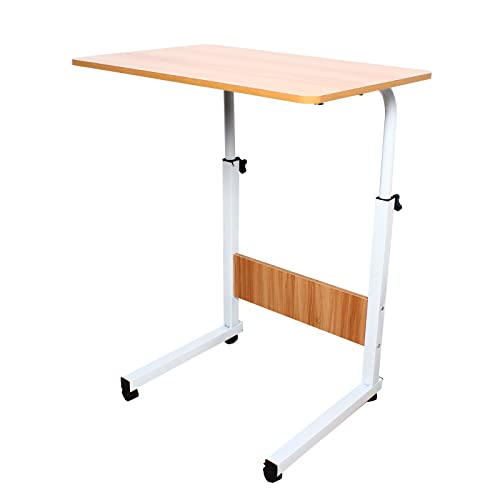 Tyvotrend Stehtisch mit Rollen, Laptoptisch Höhenverstellbar 70-90cm Computertisch Mobiler Beistelltisch, Laptopständer Sofatisch Nachttisch für Schlafzimmer, Wohnzimmer, Büro, 40 x 60 cm