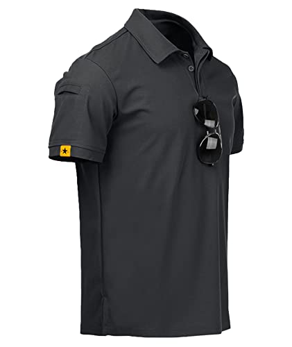 JACKETOWN Poloshirts Herren Kurzarm Atmungsaktives Schnelltrocknend Poloshirts Männer Sommer Knopfleiste T-Shirts Männer Casual Sport Shirt Basic Regular Fit Golf Polohemd(Dunkelgrau-XL)