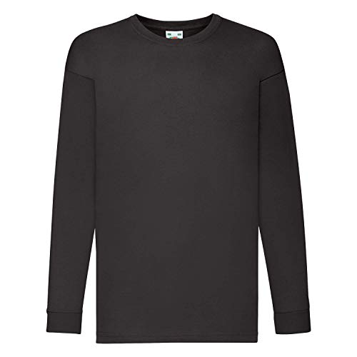 Fruit of the Loom Kids Valueweight Long Sleeve T-Shirt Kinder Shirt Langarm, Farbe:schwarz, Größe:116