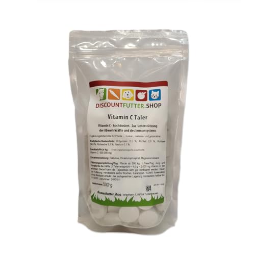 discountfutter.shop - Vitamin C Taler 500.000 | 500 Gramm | Immunssystem stärken Pferd | Vitamin C für Stoffwechsel & Atemwege Pferd