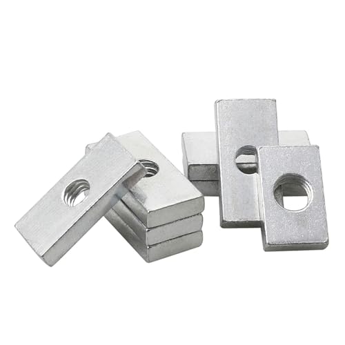 VIIADJSU 10–50 Stück M3 M4 M5 M6 M8 Vierkantmutter, rechteckige Muttern, dünne Gleitblockmuttern, verzinkter Kohlenstoffstahl, Aluminiumprofil, Zubehör (Color : 10pcs, Size : M6x20x12x4mm)