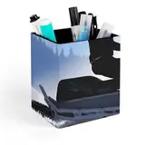 BVKWNTSA Stilvolles, quadratisches Schneemobil für den Schreibtisch, 1 bedruckter Stifthalter, geeignet für Büros, Schreibtische, Klassenzimmer und andere Schreibtischaufbewahrung, Kunst und