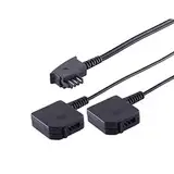 PADCR 20cm Y Telefon-Kabel Adapter Doppelstecker Verteiler Splitter Weiche universal, 1 Eingang: TAE-F Stecker männlich auf 2 Ausgänge: TAE-F Buchse Kupplung weiblich, Schwarz