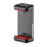 Manfrotto MCLAMP, universelle Smartphone-Halterung mit Gewindeanschlüssen, für iPhones, mit oder ohne Hülle, zusammenklappbar, kompakte Größe, geeignet für Vlogging, Schwarz