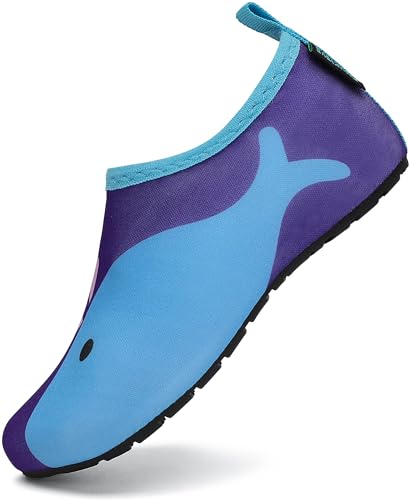 SAGUARO Badeschuhe Kinder Wasserschuhe Jungen Mädchen Schwimmschuhe Schnelltrocknung Strandschuhe Aquaschuhe Leicht Tauchschuhe Neoprenschuhe Surfschuhe Stil:5 Blau, Gr.20/21 EU