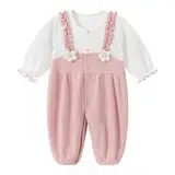 gurcooc Neugeborenes Baby Mädchen Strampler Gerippt Langarm Bodysuit Floral Rüschen Jumpsuit Onesie Outfit Set, 0-18 Monate