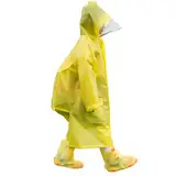 Elitecran Kinder Wasserdicht Regenponcho, Unisex Kinder Wasserdicht Wiederverwendbar Klar Eva Regenmäntel mit Kapuze, Regencape Regenmantel Regen Poncho Cape für Mädchen Jungen (Gelb)