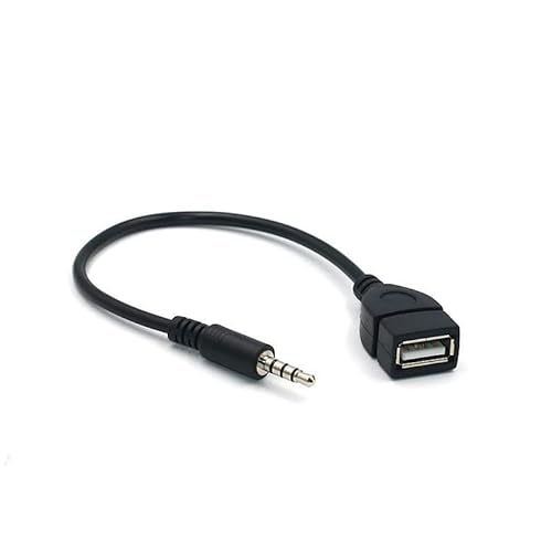 Ziyan 3.5mm AUX Audio Stecker auf USB A Buchse Auto Adio Adapter Kabel Konverter Autoradio für Car Stereos, Auto-GPS, CD, DVD-Audio Schwarz