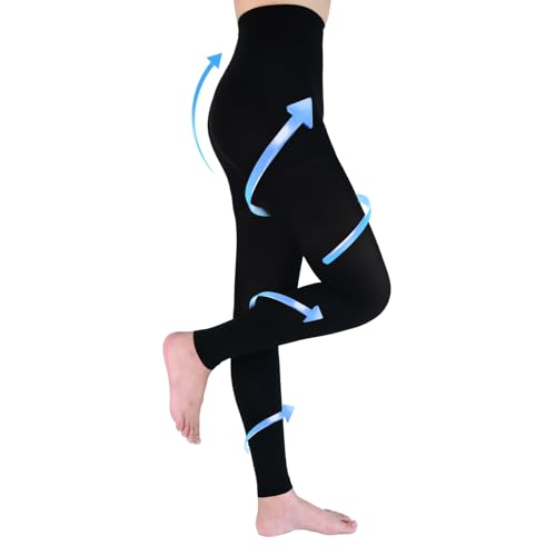 jabeick Medizinische Kompressionsstrumpfhose Damen & Herren Lang, 20-30 mmHg Kompressionsstrümpfe Stützstrümpfe Damen Klasse II Zehenfreie Kompressionshose Unterstützung (Schwarz, X-Large)