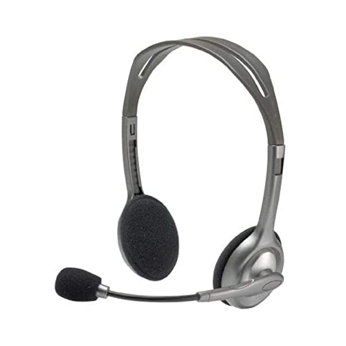 Logitech H110 Kopfhörer mit Mikrofon, Stereo-Headset, Verstellbares Mikrofon mit Rauschunterdrückung, Verstellbarer Kopfbügel, Audio/Mikrofon Dualanschluss mit zwei 3,5mm Klinken - Schwarz