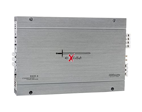 Excalibur X600.4 - Auto Verstärker 4 Kanal - 4X 600 Watt Mosfet HiFi KFZ Endstufe mit Bass-Boost - 2400 Watt Maximum - 2 Ohm Variable Frequenzweiche.