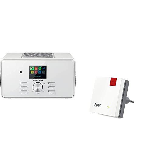 GRUNDIG GIR1080 DTR 6000 X All-In-One“ Radio, White, Weiß & AVM Fritz!WLAN Mesh Repeater 600 (WLAN N bis zu 600 MBit/s (2,4 GHz), WPS, kompakte Bauweise, deutschsprachige Version)