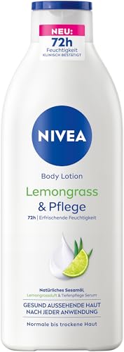 NIVEA Body Lotion Lemongrass & Pflege, Körpercreme mit Tiefenpflege Serum für 72h Feuchtigkeit, Körperlotion mit Sesamöl und erfrischendem Duft (400 ml)