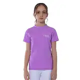 TIZAX Mädchen Kurzarm UV Schwimmshirt Kinder Badeshirt UPF50 + Schnelltrocknend Rashguard Helles Violett 13-14 Jahre/158-164