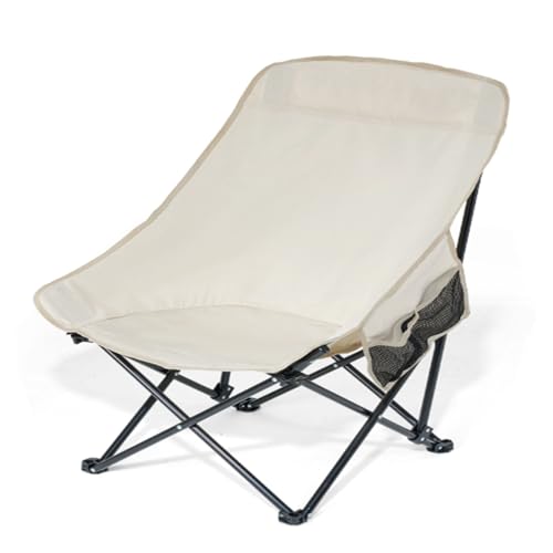 Outdoor Campingstuhl Faltbar, Tragbarer Klappbar Camping Stuhl, Schwerelosigkeitsstühle,strandliege Klappbar Leicht, Strandstuhl Mit Einer Tragfähigkeit Von 120 Kg (Color : White)
