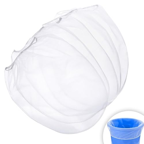 WJUAN 5 Gallon Filter Bag, 5 Stück Farbsiebbeutel Elastische Öffnung, Feinmaschiges Design, Weiße Filterbeutel Wiederverwendbar, für Verschiedene Fleckenflüssigkeitsfiltration (530 x 420mm)