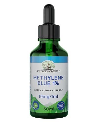1% Methylenblau | 50ml Tropfflasche | Source of Nature | Pharmazeutische Qualität USP | Von Drittanbietern getestet | Hergestellt in EU | Hochreines Lab-Chemikalie