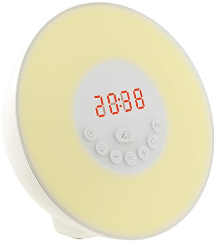auvisio Lichtwecker: Wake-up-Licht-Radio-Wecker m. Sonnenaufgangs-Simulation, Naturtönen (Wecker mit Licht und Naturklängen, Wake Up Light, Geschenkideen)