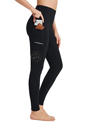 BAYGE Damen Sport Leggings Winter Hohe Taille Fleece Gefüttert Wasserdicht Blickdicht Bauchkontrolle Slim Fit Yogahose Sporthose Sweathose Fitnesshose mit Taschen, Schwarz, M