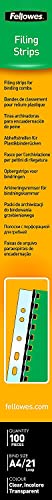 Fellowes Abheftstreifen zur Verwendung mit Plastikbinderücken A4 (21 Ringe, Stanzteilung 14,28mm), 100 Stück, transparent