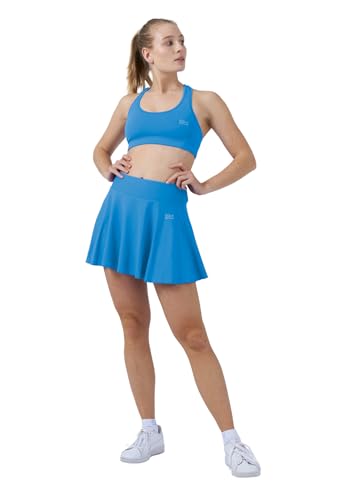 Sportkind Mädchen & Damen Tennisskort mit Ballgürtel, atmungsaktiver Sport Rock mit Innenhose, Cyan blau, Gr. 164