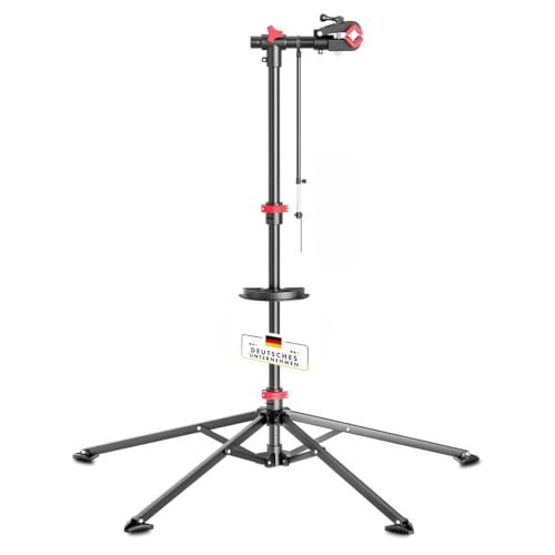 Floordirekt Fahrrad Montageständer bis 30 kg belastbar, Profi Reparaturständer mit Werkzeugschale, drehbar, klappbar, höhenverstellbar (Lois)