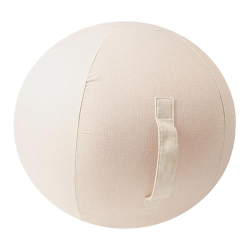 Stoff-Sitzball 65cm, Yoga-Ball-Schutzhülle, Ergonomische Sitzmöbel für Büro und Heimbüro, Solid Farbe Baumwolle Yoga-Ball-Abdeckung Bequem und Atmungsaktiv, Ballauflage - Waschbarer (Beige 75CM)