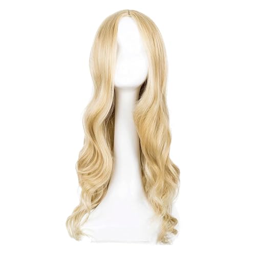 Zclro Blonde Lockige PerüCke füR Frauen, 27.55 Zoll Lang Gewellt PerrüCke HitzebestäNdig PerüCke füR Damen Cosplay KostüM Party - Blond PerüCke