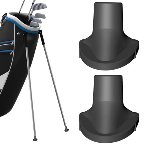 Golf Stand Bag Gummifüße, Gummi Ersatz für Golf Bag Stand 2 Stück | Schwarze aufsteckbare Standfüße, langlebig, Austausch der Füße erforderlich