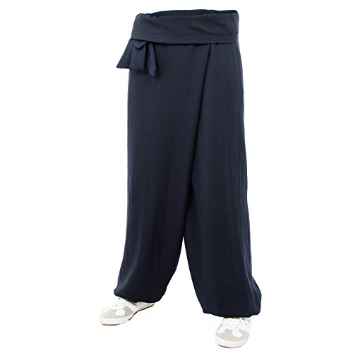 wu designs Baumwolle (Leicht) Kung Fu & Tai Chi Wickelhose Dunkelblau 160