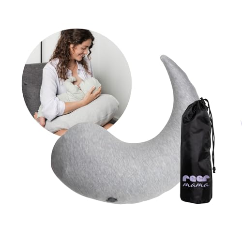 reer Mama Stillkissen Air | Aufblasbares, ergonomisches Stillkissen | mit weichem, abnehmbarem Bezug | kompakt und ideal für unterwegs| Stillhilfe
