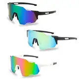 GBKDQQ Sonnenbrille Fahrradbrille: 3 Stück Polarisierte Sonnenbrille Sportbrille für Damen und Herre UV400 Schutz Schutzbrille Schnelle Brille Sport Laufbrill für Outdoor Angeln Fahren Reisen