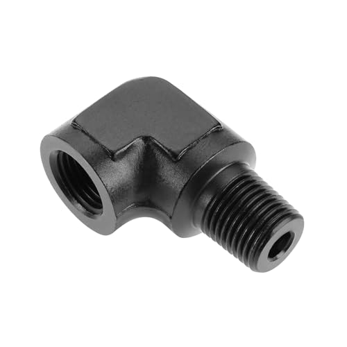 eMagTech Schwarzer 1/8 Zoll NPT-Innengewinde auf 1/8 Zoll NPT-Außengewinde-Anschlussadapter Aluminiumlegierung 90-Grad-Adapter für Öl Kraftstoff Wasser Flüssigkeit Luft Anschlussstück